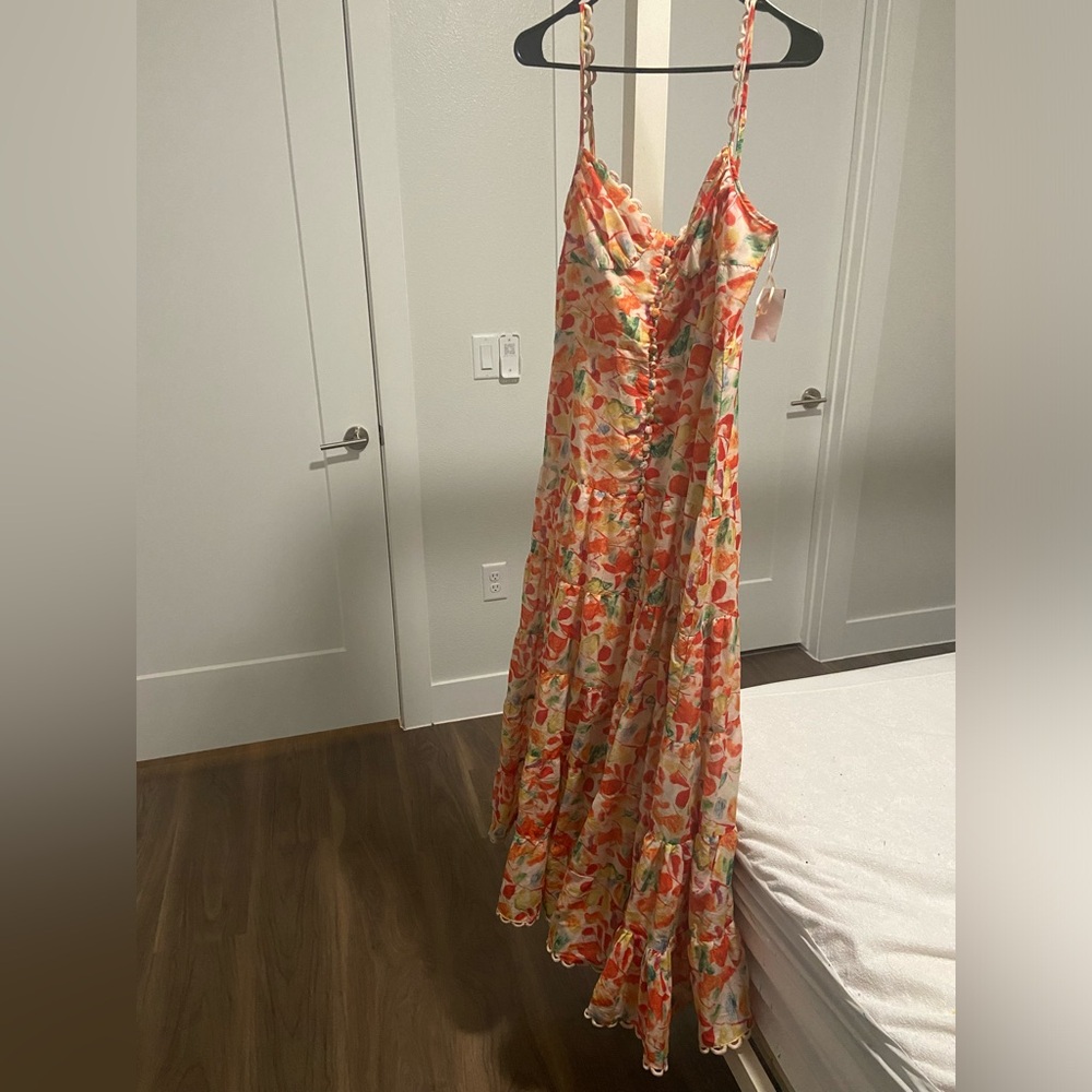 NEW ASTR The Label Tazia Floral Button Front Tiered Maxi Dress Size Large - Picture 11 of 11